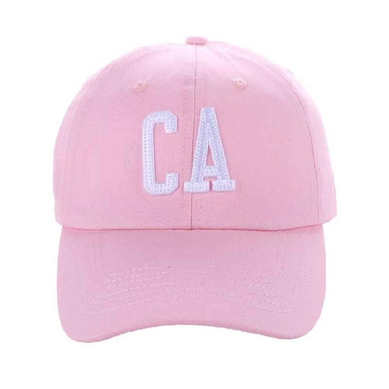 CA Letter Patch Embroidered Cotton Baseball Cap - Pink