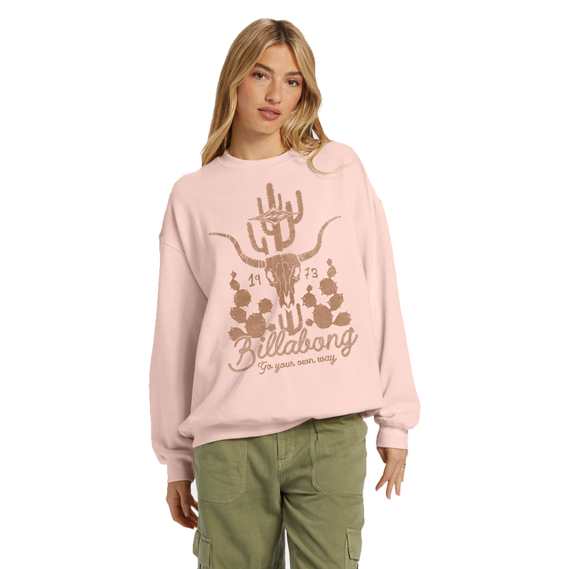 Billabong Ride In Oversized Crewneck Sweatshirt - Feelin Peachy (Front)