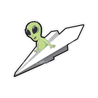 Sticker Cabana Alien On A Paper Airplane