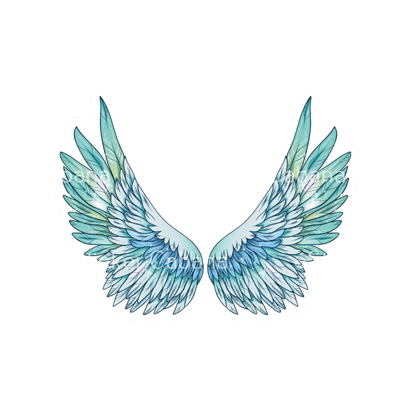 Sticker Cabana Green & Blue Gradient Angel Wings