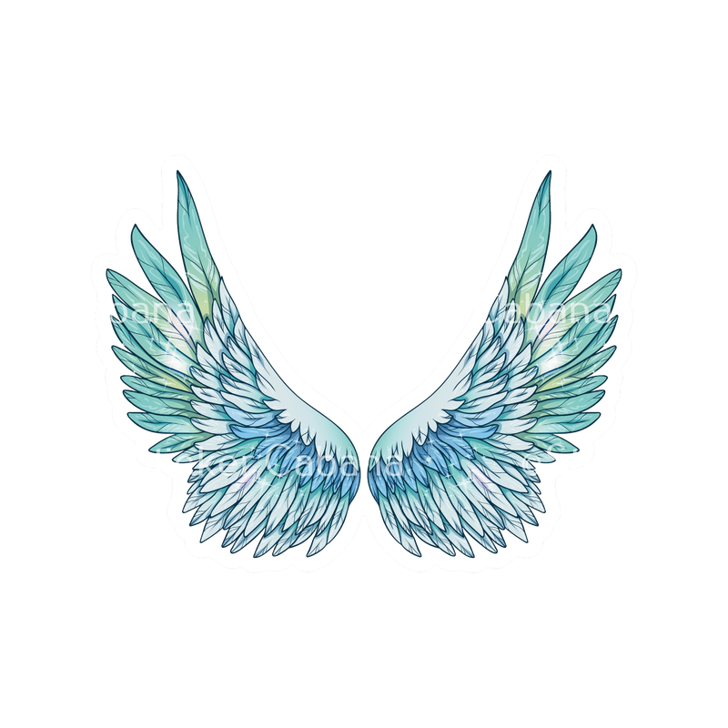 Sticker Cabana Green & Blue Gradient Angel Wings