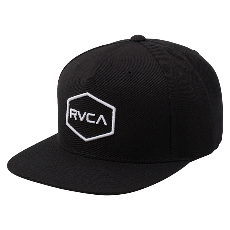 RVCA Commonwealth Snapback Hat - Black/White (Front)