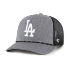 Gray and black cap with LA logo on a white background