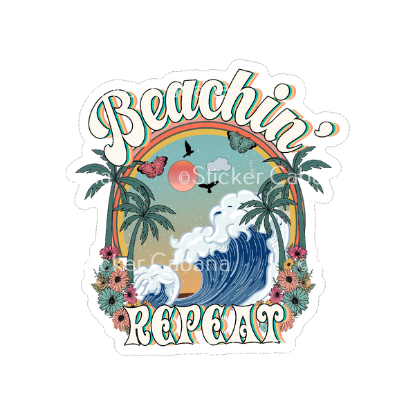 Sticker Cabana Beachin Wave Flowers PalmTrees