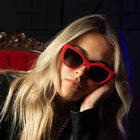Model wearing Blenders - Jade Retro Red