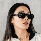 Model wearing Blenders - Onyx Jet Black