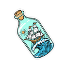 Sticker Cabana BS Bottle with Wave & Boat In It