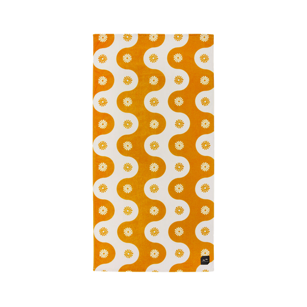 Slowtide Botanical Waves Beach Towel - Mustard