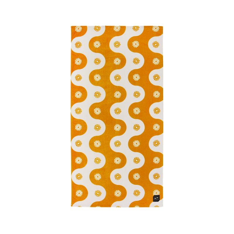 Slowtide Botanical Waves Beach Towel - Mustard