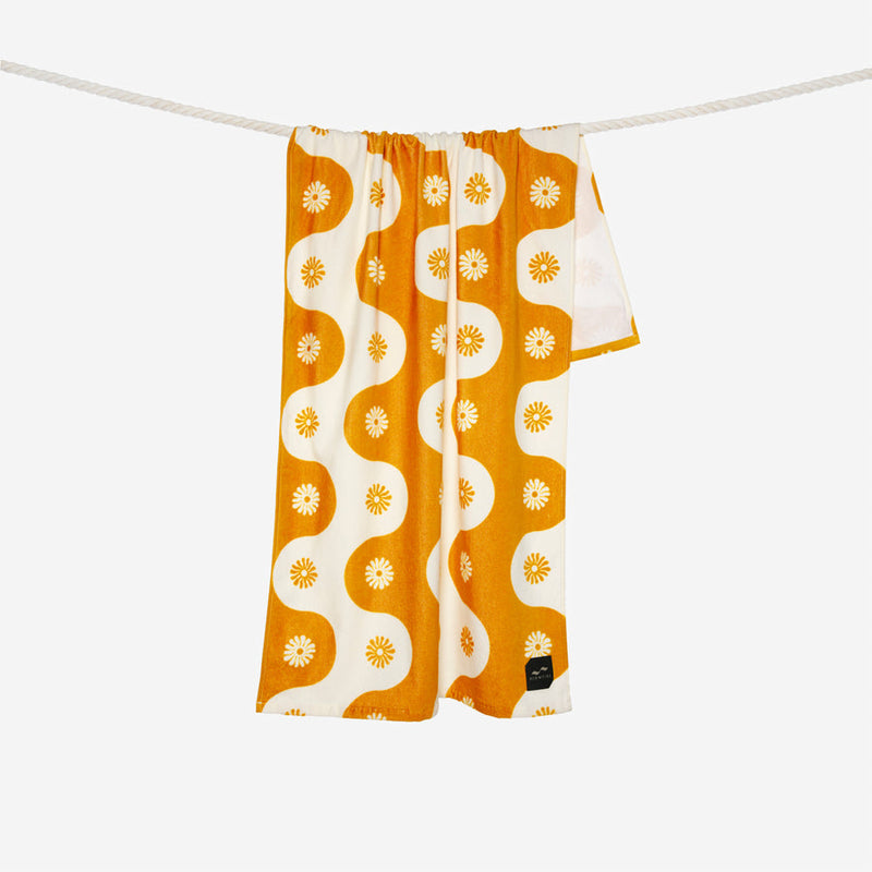 Botanical Waves Beach Towel - Mustard