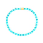 bracelet with blue and green striped beads on a white background