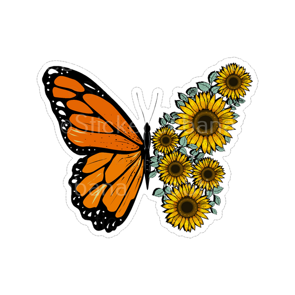 Sticker Cabana BS Orange Butterfly with Sunflower