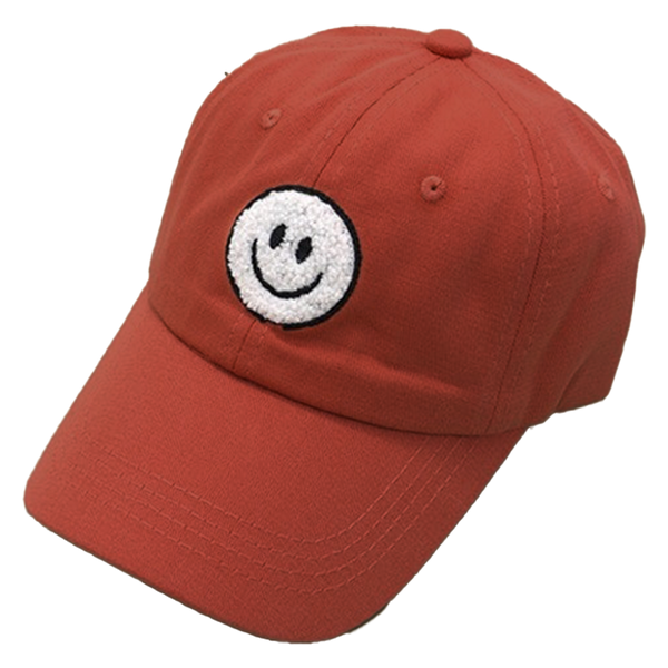 Washed Sherpa Happy Face Baseball Cap - Baked Clay