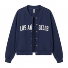 Active Basic Long Sleeve Embroidery Detail Bomber Jacket - Navy