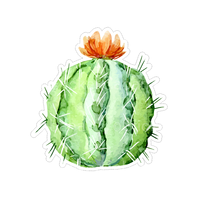 Sticker Cabana Cactus With Orange Top