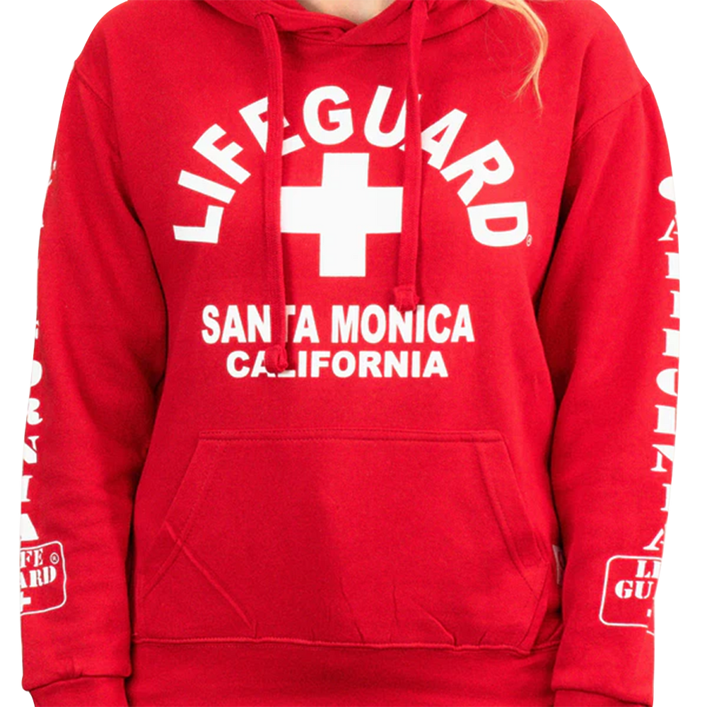 Santa Monica California Lifeguard Red Hoodie Sand n Surf