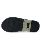 outer sole view of Reef Offshore Grey/Black/Tan Men's Sandals with a black sole and beige heel cup on a white background