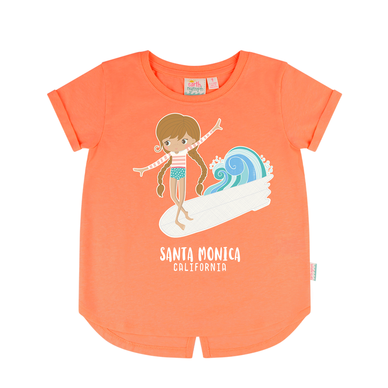 Earth Nymph Surfer Girl Tee - Peach Pop