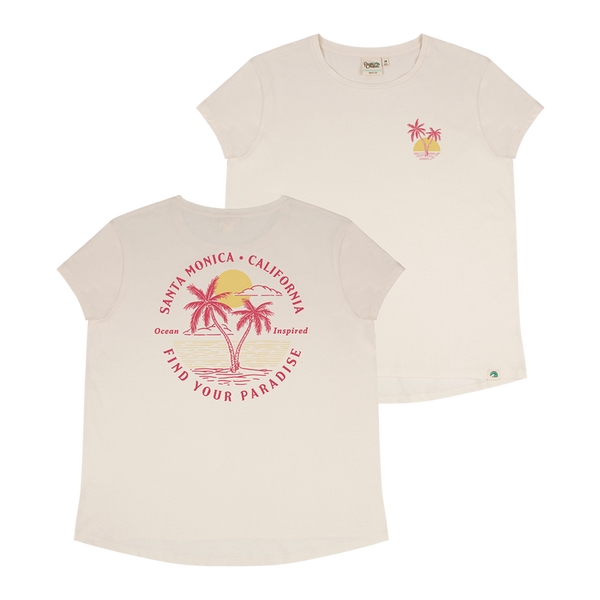 Santa Monica Scenic Palms Tee - Ivory