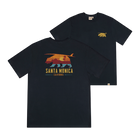 Santa Monica California Sunset Bear Tee -  Washed Black