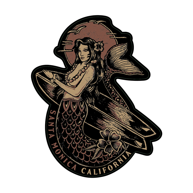 Santa Monica Sunset Mermaid Sticker