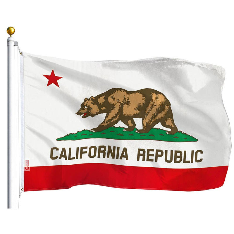 California Republic flag with bear and star design on a white background
