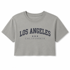 Los Angeles California Premium Garment Washed Boxy Crop Tee - Khaki