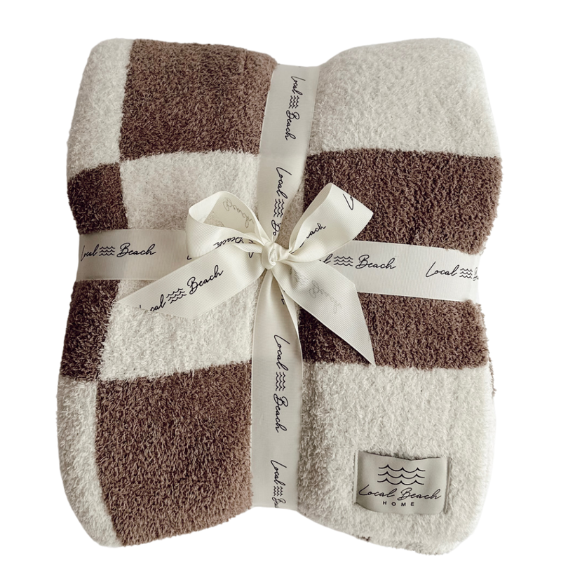 Checker Luxe Home Blanket: Cocoa/Cream