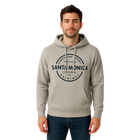 Model wearing Santa Monica Circle Stamp Surfboard Hoodie - Heather Grey
