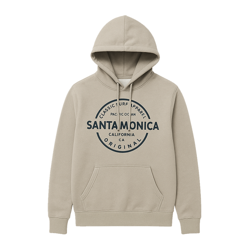 Santa Monica Circle Stamp Surfboard Hoodie - Heather Grey