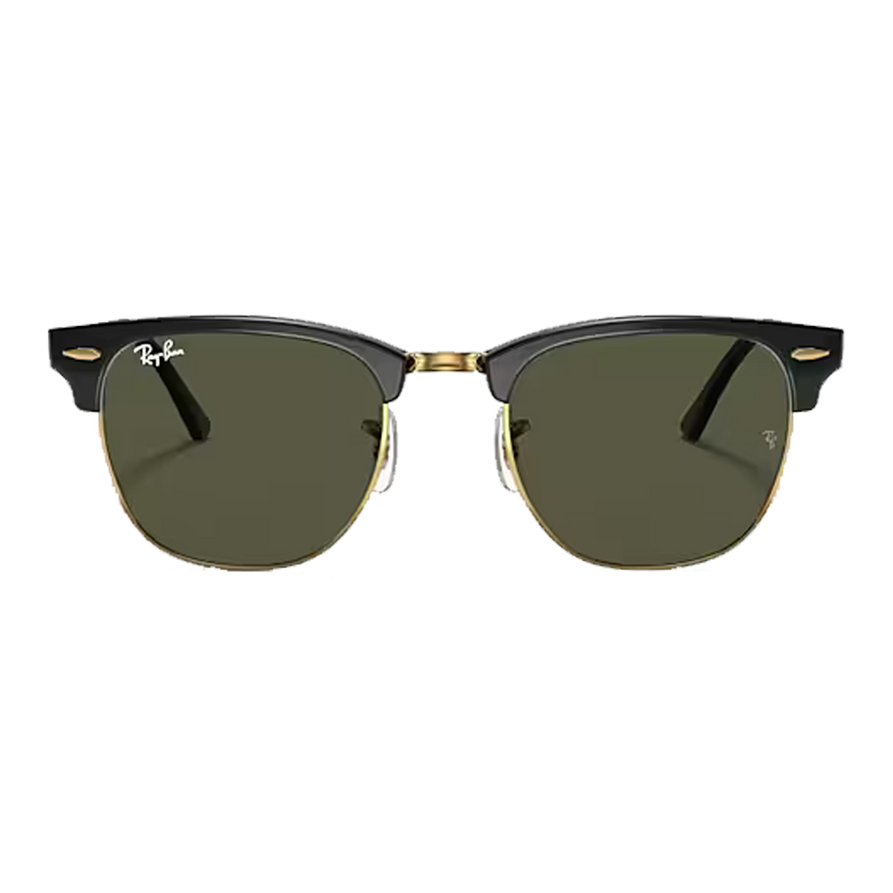 Ray-Ban Clubmaster Classic Polished Black On Gold, G-15 Green