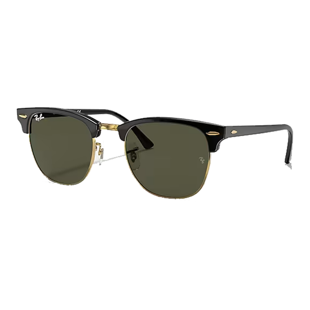 Ray-Ban Clubmaster 3016 W0365 Green glass G15 lenses light chips black n gold New CLUBMASTER Ray-Ban Sunglasses RB 3016 W0365 Black & Gold  main image 4