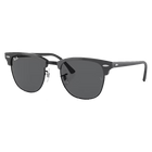 Clubmaster Classic Polished Grey On Black,  Dark Grey Lenses Side