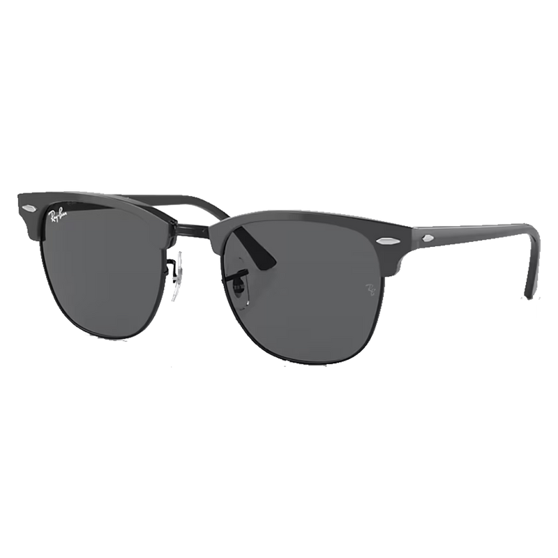 Clubmaster Classic Polished Grey On Black,  Dark Grey Lenses Side