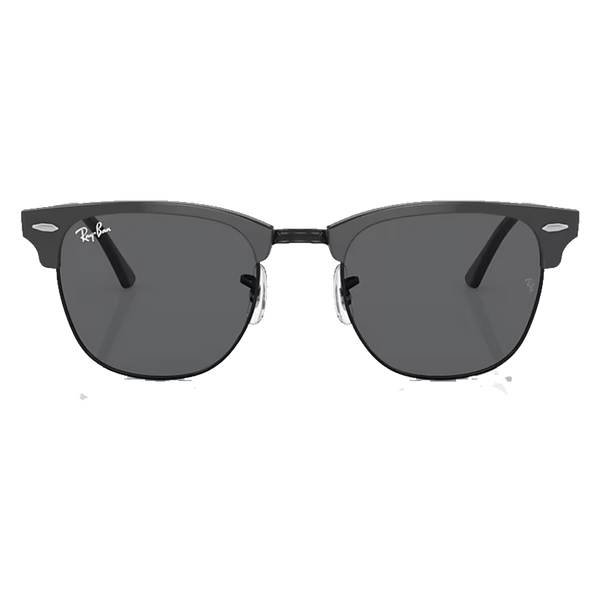 Clubmaster Classic Polished Grey On Black,  Dark Grey Lenses Front