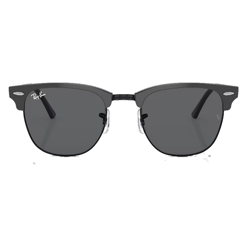 Clubmaster Classic Polished Grey On Black,  Dark Grey Lenses Front