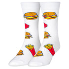 White socks with fast food graphics on a white background