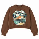 Santa Monica Beach Short Cropped Long Sleeve Sweatshirt - Brown