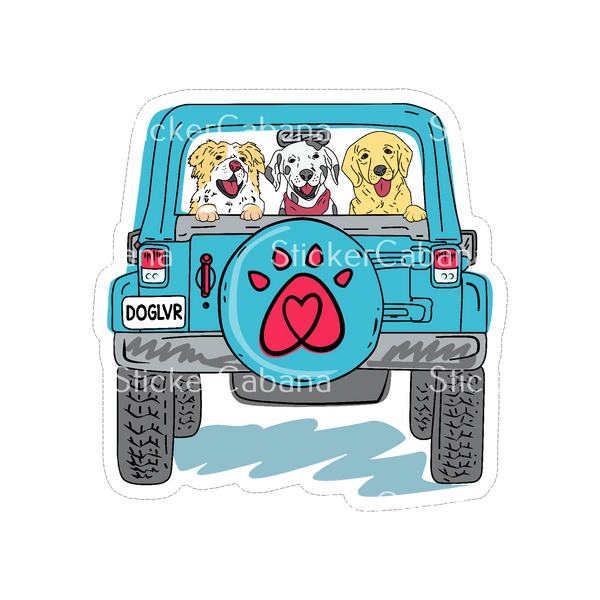 BS Dog Lover Jeep W Three Dogs