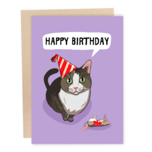 Dead Mouse Cat Birthday Card