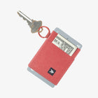 Red Thread Elastic Wallet with Key and Dollar Bill