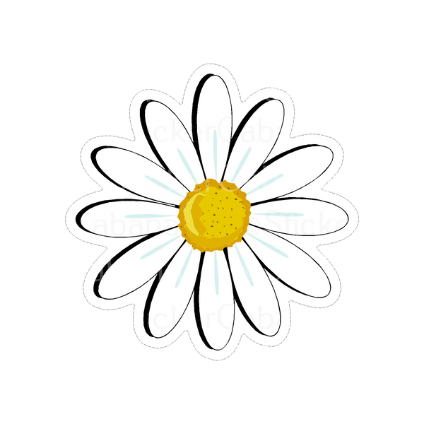 Sticker Cabana BS White Daisy With Yellow Center