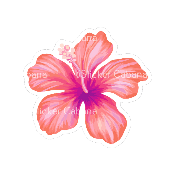 Sticker Cabana Pink Hibiscus Flower