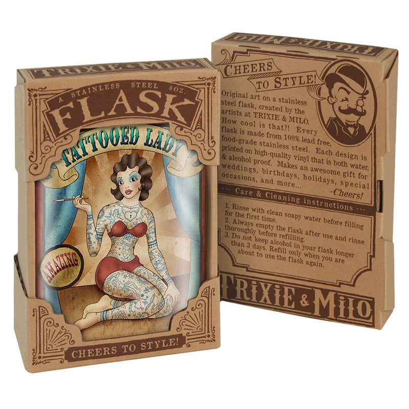 Flask - Tattooed Lady with Box