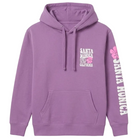 Purple hoodie with 'Santa Monica' text and pink flower design on a white background