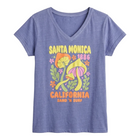 Santa Monica Delende Flowers Puff Dyed V-Neck - Periwinkle
