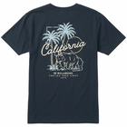 Navy blue t-shirt with California bear and palm tree graphic on a white background