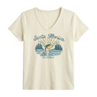 Beige t-shirt with 'Santa Monica, California' graphic on a white background