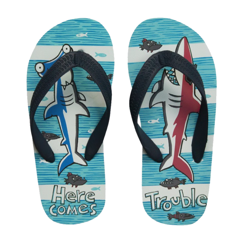 Earth Nymph Here Comes The Trouble Flip Flop Blue Sand n Surf