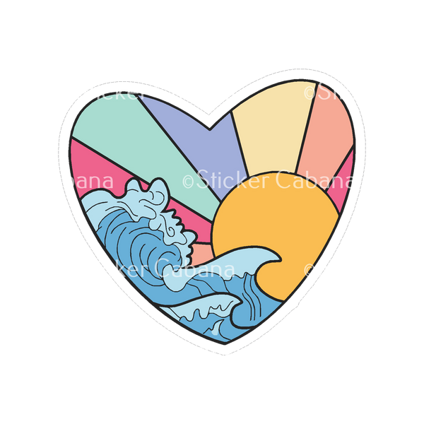 Sticker Cabana BS Sun And Wave In Heart